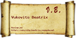 Vukovits Beatrix névjegykártya